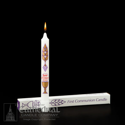 First Communion Candle - Body of Christ - 8'' x 7/8''