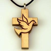 Necklace Maple Cross with Laser Cut Dove