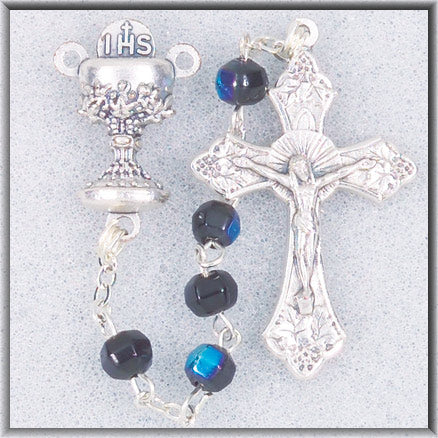 First Communion Black Rosary