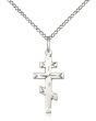 Sterling Silver Small Orthodox Cross SS 20" Heavy Curb Chain