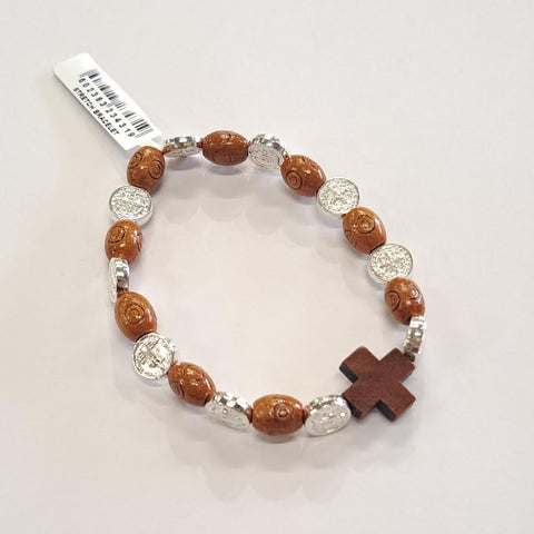ST BENEDICT BRACELET - LIGHT BROWN WOOD
