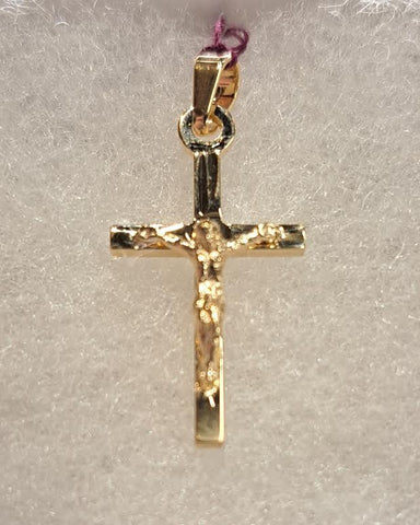 Gold Plated Sterling Silver Med Square Tube Crucifix