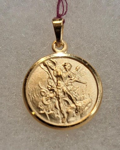 Gold Plated Sterling Silver Large St Michael Medal
