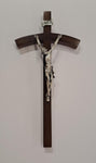 8" Walnut Crucifix with Silver Corpus