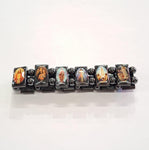 HEMATITE STRETCH BRACELET WITH SAINT IMAGES