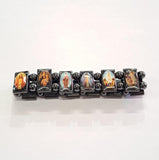HEMATITE STRETCH BRACELET WITH SAINT IMAGES