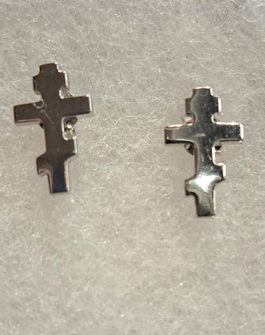 Sterling Silver Rhodium Plated Orthodox Cross Earrings
