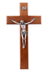 12" CRUCIFIX WALNUT WITH PEWTER CORPUS