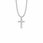 1 Inch Sterling Silver Plain Cross Necklace - 20" Chain