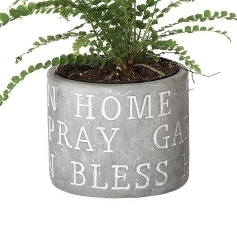 Cement Pot HOME PRAY BLESS GARDEN