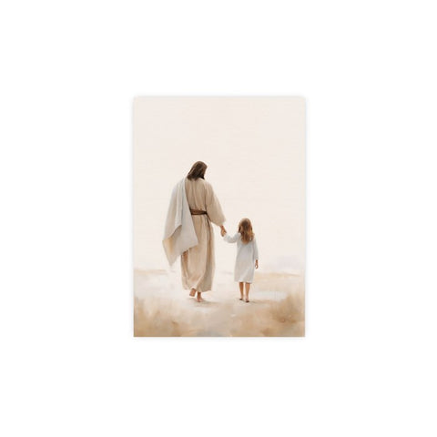 Canvas-Jesus Walking With Child (5 x 7)