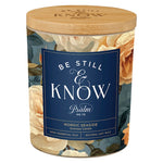 Glass Candle w/Bamboo Lid Floral Be Still Ps. 46:10 (4.5 Oz)