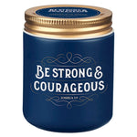 Glass Candle w/Screw Top Lid Navy Strong & Courageous Josh. 1:9 (6.5 Oz)