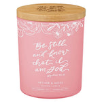 Glass Candle w/Bamboo Lid Pink Be Still Ps. 46:10 (4.5 Oz)