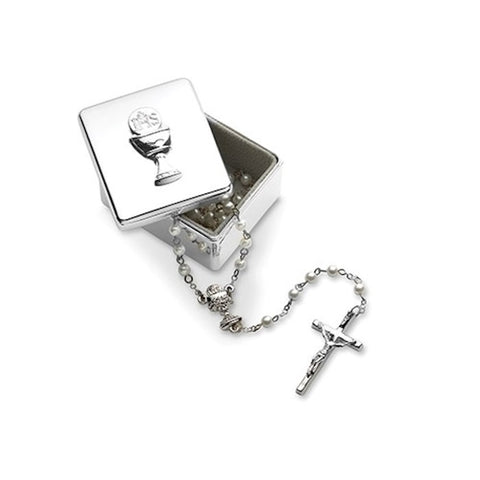 Keepsake Box-Holy Communion w/Chalice-Silver (2.25"H)