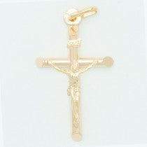 10K Gold Round Tube Crucifix