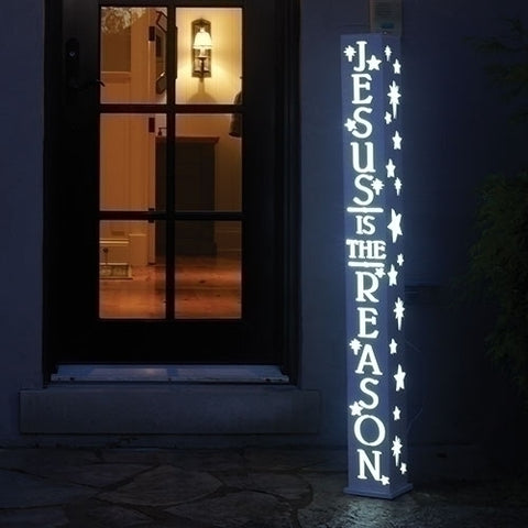 48"H LIGHTED JESUS/REASON POST INDOOR/OUTDOOR