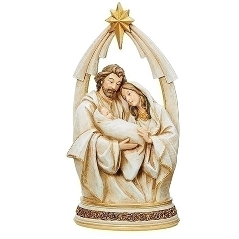11.5"H HOLY FAMILY BUST UNDER STAR ARCH; WHITE WASH