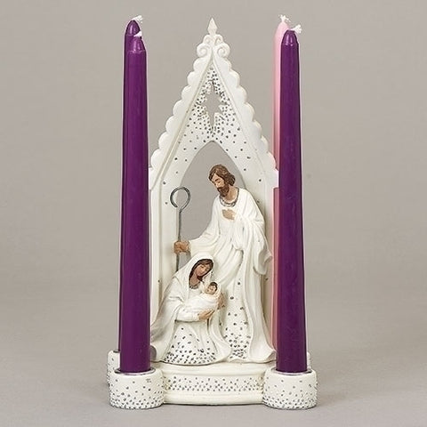 ADVENT WREATH HOLY FAMILY SILVER DOT