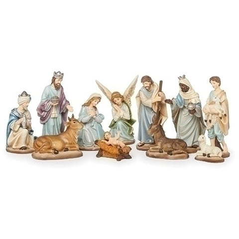 6"H 11PC SET BLUE NATIVITY