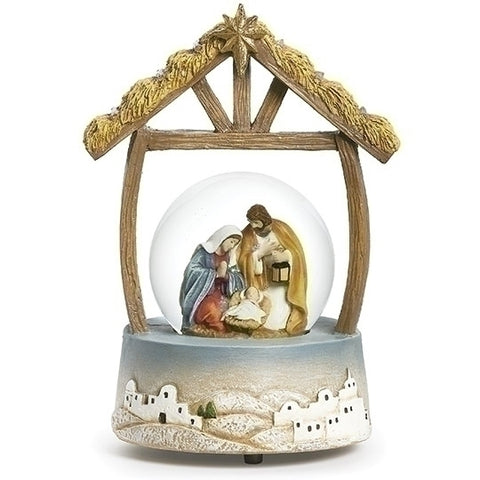 8"H MUSICAL HOLY FAMILY DOME IN MANGER (80MM)