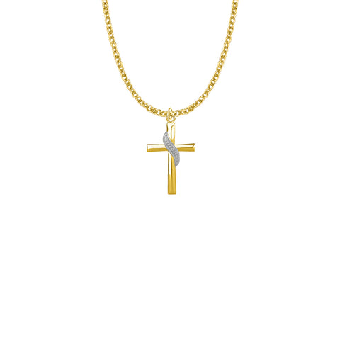 GOLD PLATED TWO TONED CROSS W/ SASH W/18" CHAIN