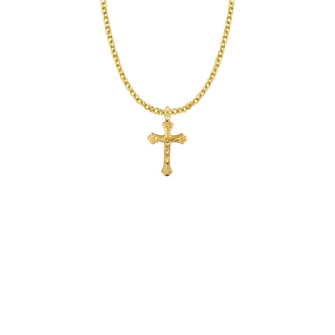 GOLD PLATED CRUCIFIX SM FANCY W/ 18" CHAIN