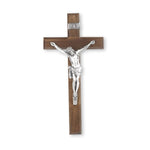 CRUCIFIX 12" WALNUT W SILVER CORPUS