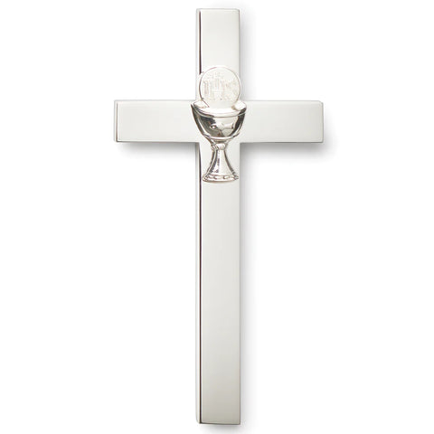 Shining Silver Chalice First Communion Wall Cross