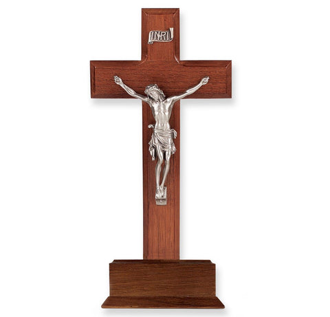 10" CRUCIFIX STANDING WALNUT