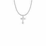 3/4 Inch Sterling Silver Budded and Pointed Ends Cross Necklace - 18" Chain