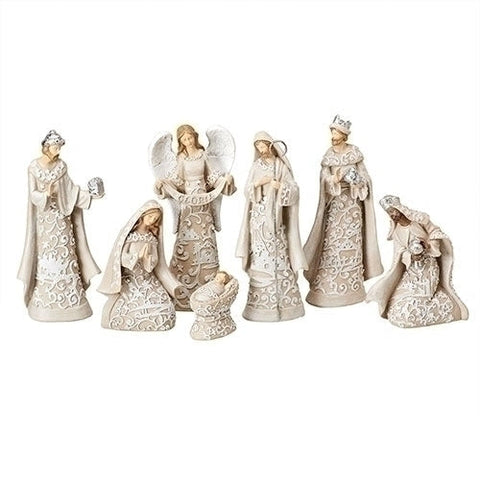 7.5"H NATIVITY SET 7 PC PAPERCUT STYLE W/ANGEL