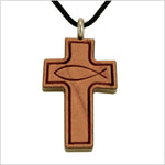 Necklace Cherry Cross with Laser Cut Fish 36A