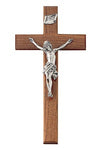 15" CRUCIFIX WALNUT W ANTIQUE PEWTER CORPUS