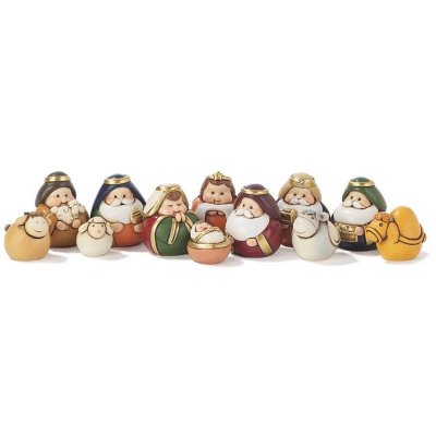 NATIVITY SET 12 PIECE MINIATURE ROUNDED FIGURE 1 1/4" RESIN