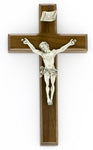 8" CRUCIFIX WALNUT W/ PEWTER