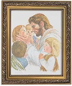 CHRIST WITH CHILDREN GOLD FINISH FRAME