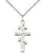Sterling Silver Medium Orthodox Cross SS 18" Light Curb Chain