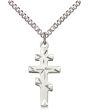 Sterling Silver Medium Orthodox Cross SS 24" Heavy Curb Chain
