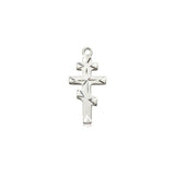 Sterling Silver Medium Orthodox Cross SS 18" Light Curb Chain