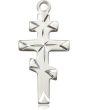Sterling Silver Medium Orthodox Cross SS 24" Heavy Curb Chain