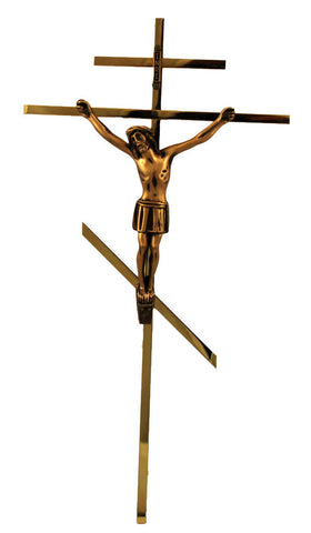 Gold Plated Orthodox Crucifix 10"