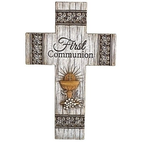 FIRST COMMUNION CROSS DISTRESSED 8.75''H