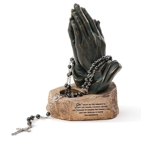 6.25"H PRAYING HANDS TABLETOP ROSARY HOLDER