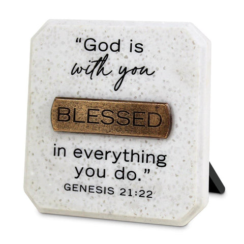 Blessed Stone Tabletop Easel Sign