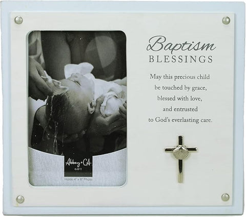 7.5"H BLUE BAPTISM FRAME - BLESSINGS