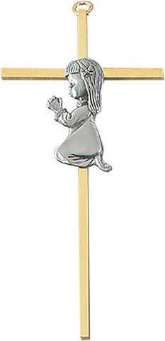 7" BAPTISM CROSS PRAYING GIRL