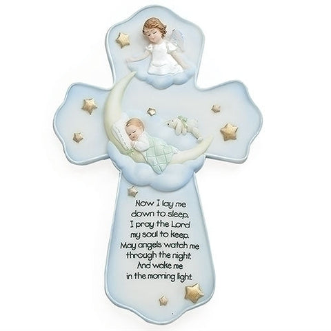 7" ANGEL WALL CROSS RESIN/STONE MIX