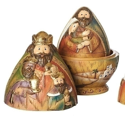 NATIVITY SET 3 PC 6.5"H NESTING BOX RESI