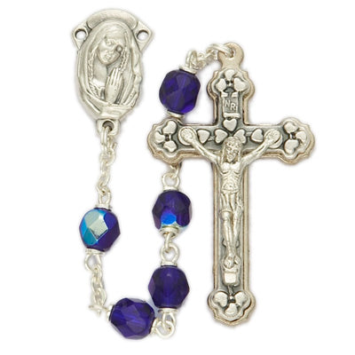 Sapphire Crystal Rosary - 6mm